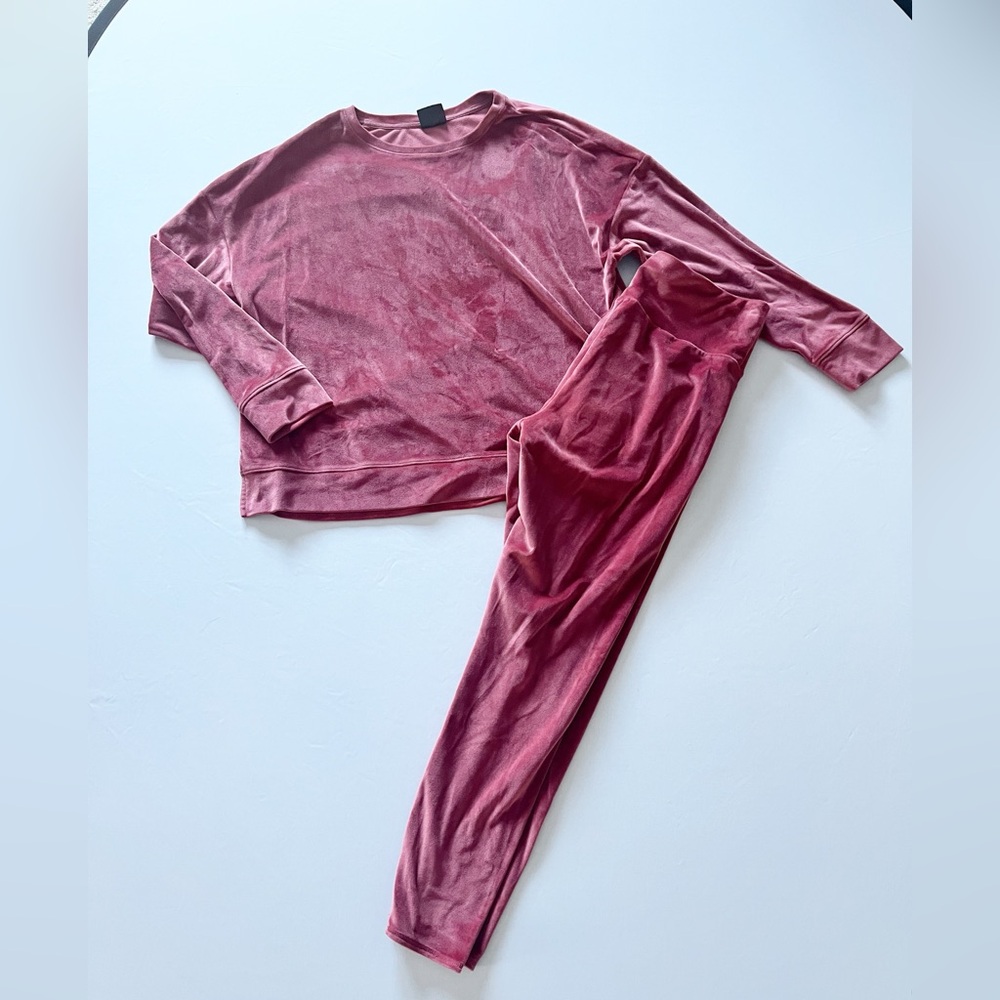 32 Degrees Velour Crew Top XXL Leggings XL Lounge Set Outfit Terra Cotta Saddle